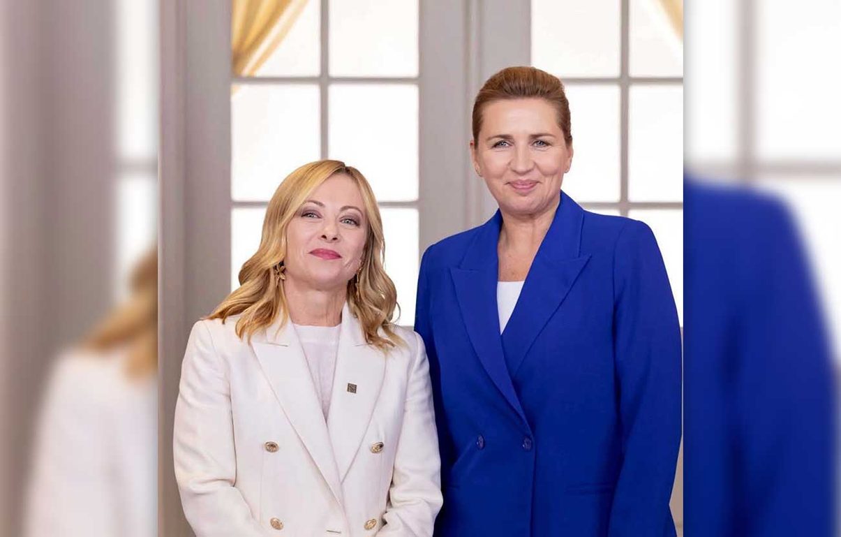 La primera ministra italiana, Giorgia Meloni, y su homóloga danesa, Mette Frederiksen.