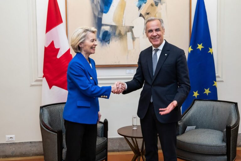 La presidente de la Comisión Europea, Ursula von der Leyen, junto al primer ministro de Canadá, Mark Carney. Foto: ©Comisión Europea.